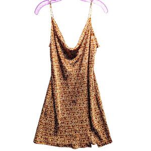 Polly and Esther Satin Slip Floral Cami Mini Dress sz XL Sexy Cocktail Feminine